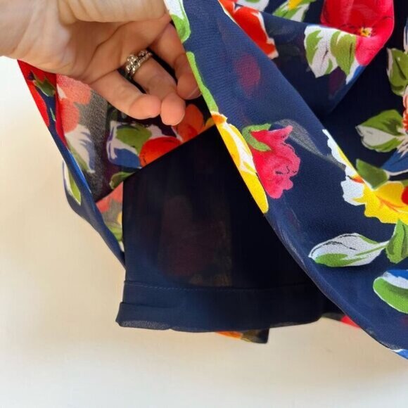 Vintage Liz Claiborne Petite Collection Women’s 12 Lined Navy Blue Floral Skirt - Picture 7 of 9